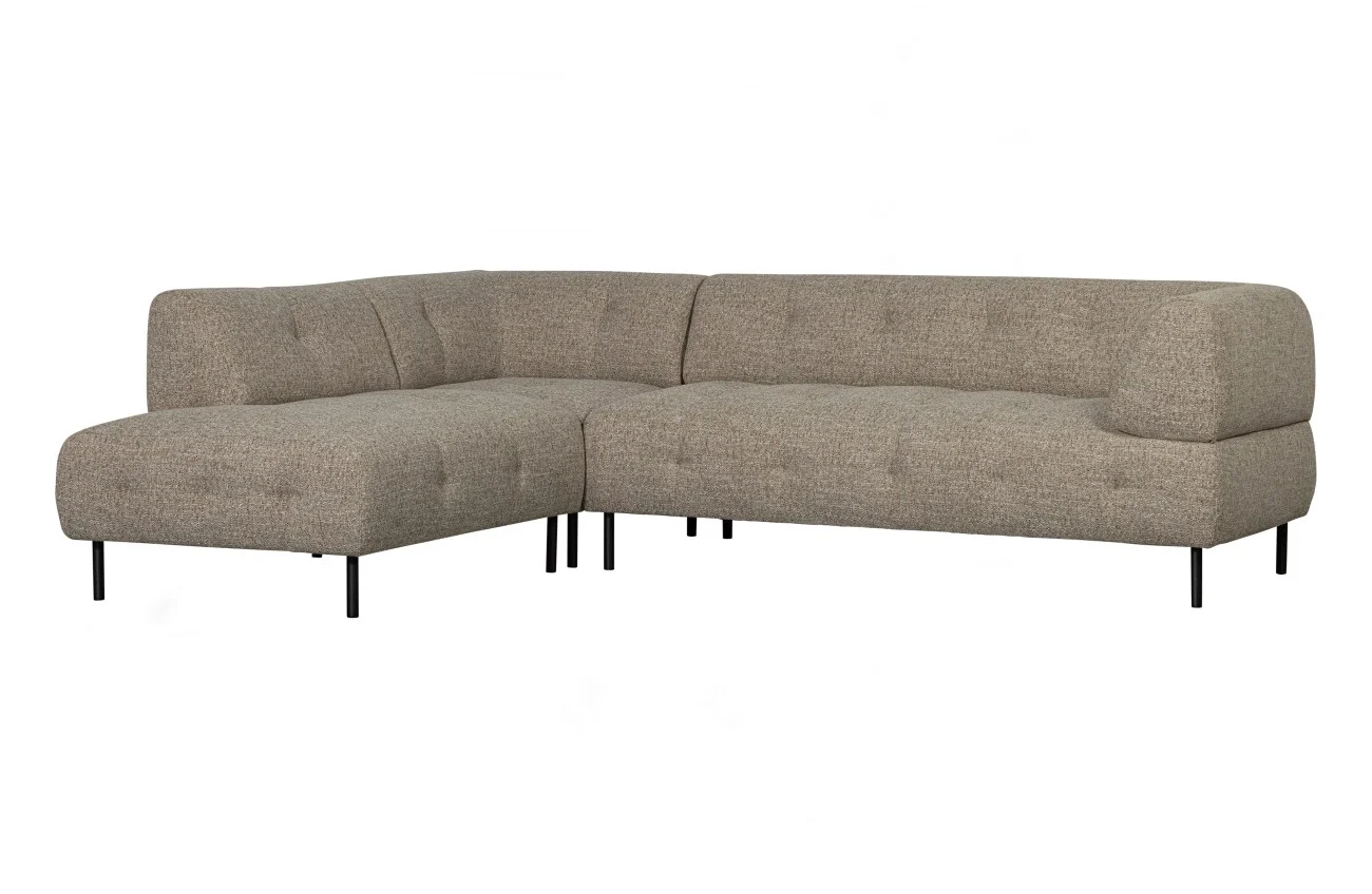 Ecksofa Lloyd aus grobmaschigem Stoff, modern und gemütlich, links, braun, für 4–5 Personen - Woood