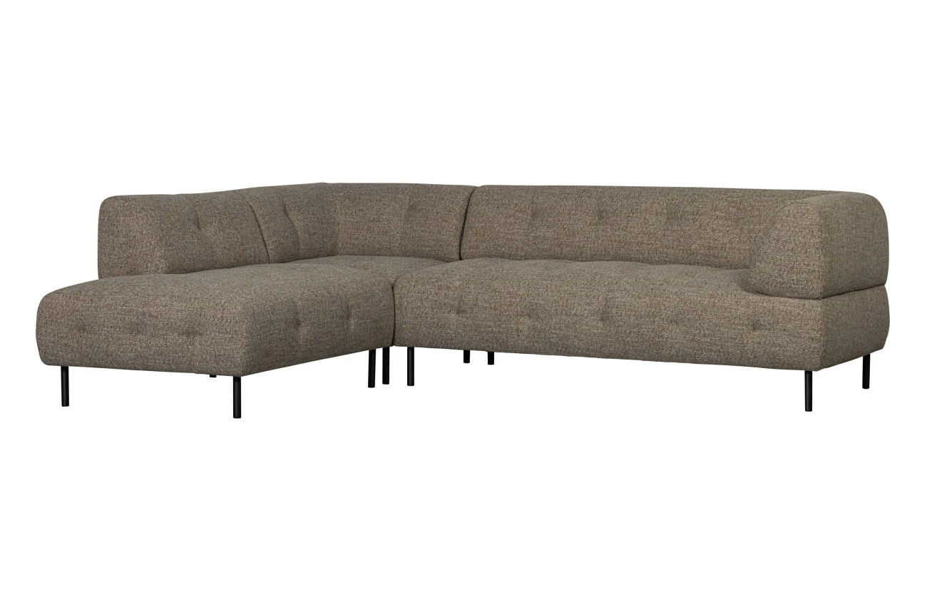 Ecksofa Lloyd grobmaschiger Stoff, modern und linksseitig, dunkelbraun, komfortabel für 4–5 Personen - Woood