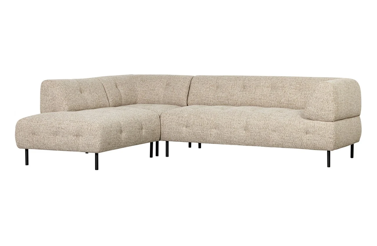 Ecksofa Lloyd aus grobmaschigem Stoff, modern und komfortabel, links, beige, für 4–5 Personen - Woood
