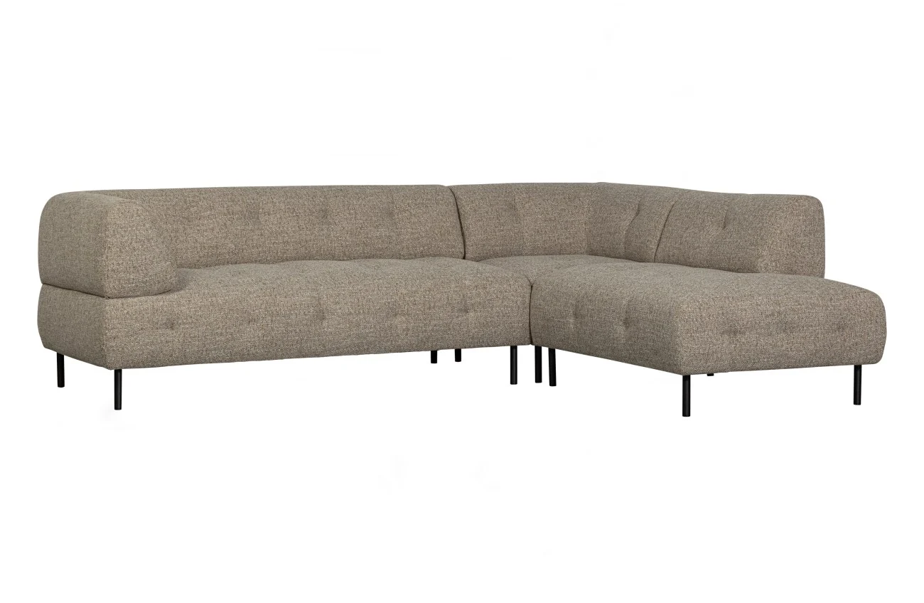 Ecksofa Lloyd aus grobmaschigem Stoff, modern und gemütlich, rechts, Braun, für 4–5 Personen - Woood