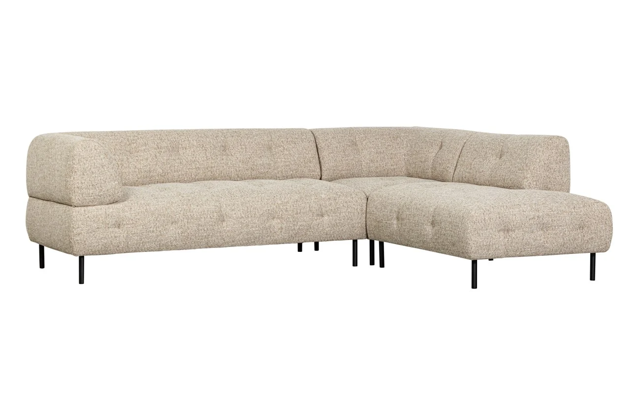 Ecksofa Lloyd aus grobmaschigem Stoff, modern und bequem, rechts, beige, für 4–5 Personen - Woood