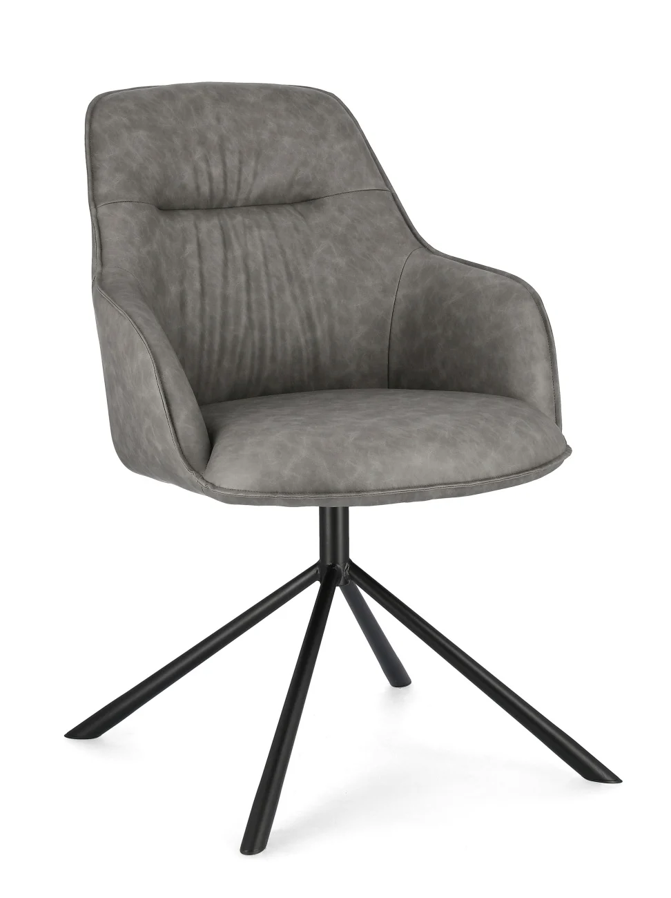 Esszimmerstuhl Grant aus Kunstleder, modernes Design, grau, gepolstert, Metallgestell schwarz - Bizzotto