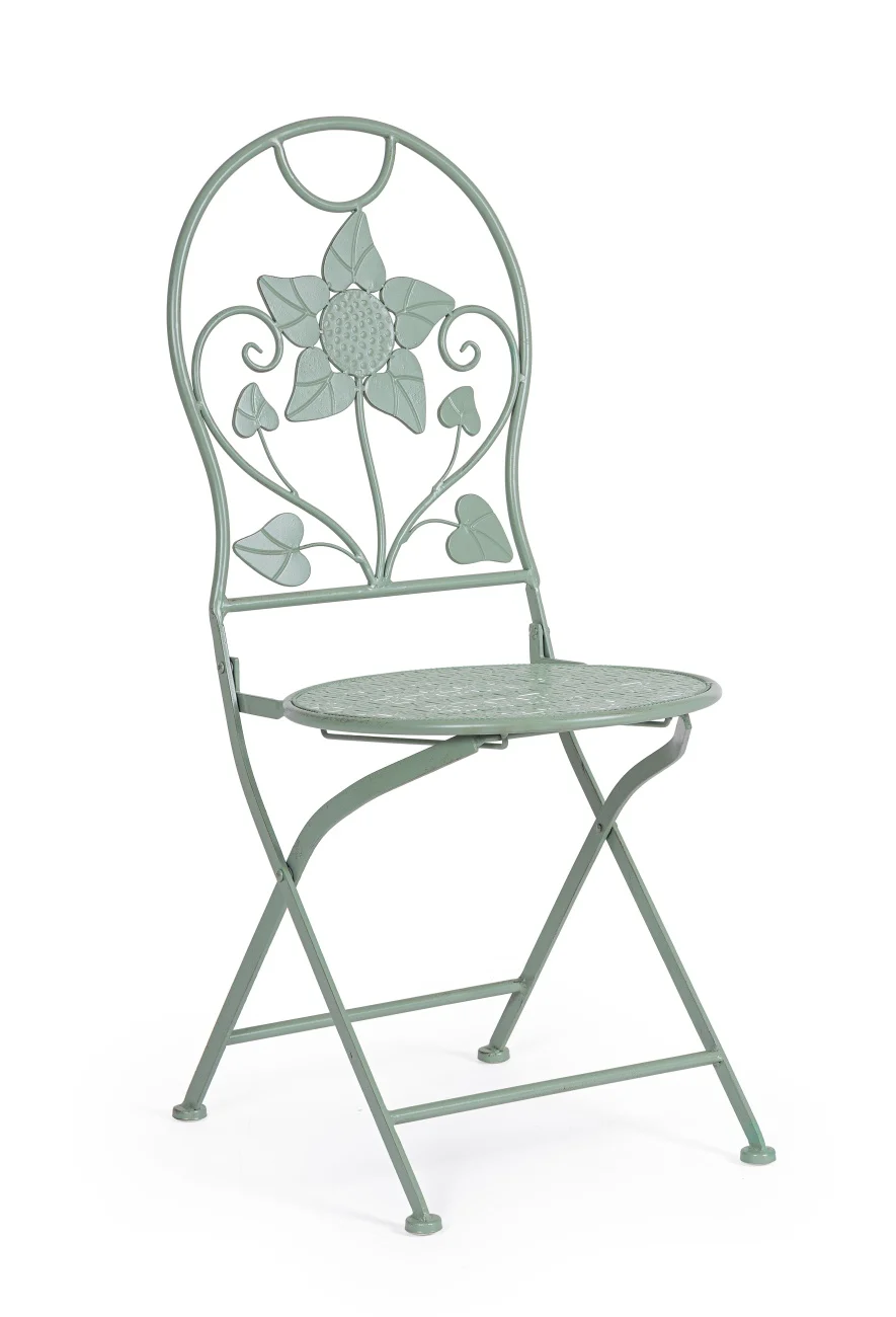 Gartenstuhl Harriet 2er-Set aus Metall, klassisch klappbar, salbeigrün, outdoor geeignet