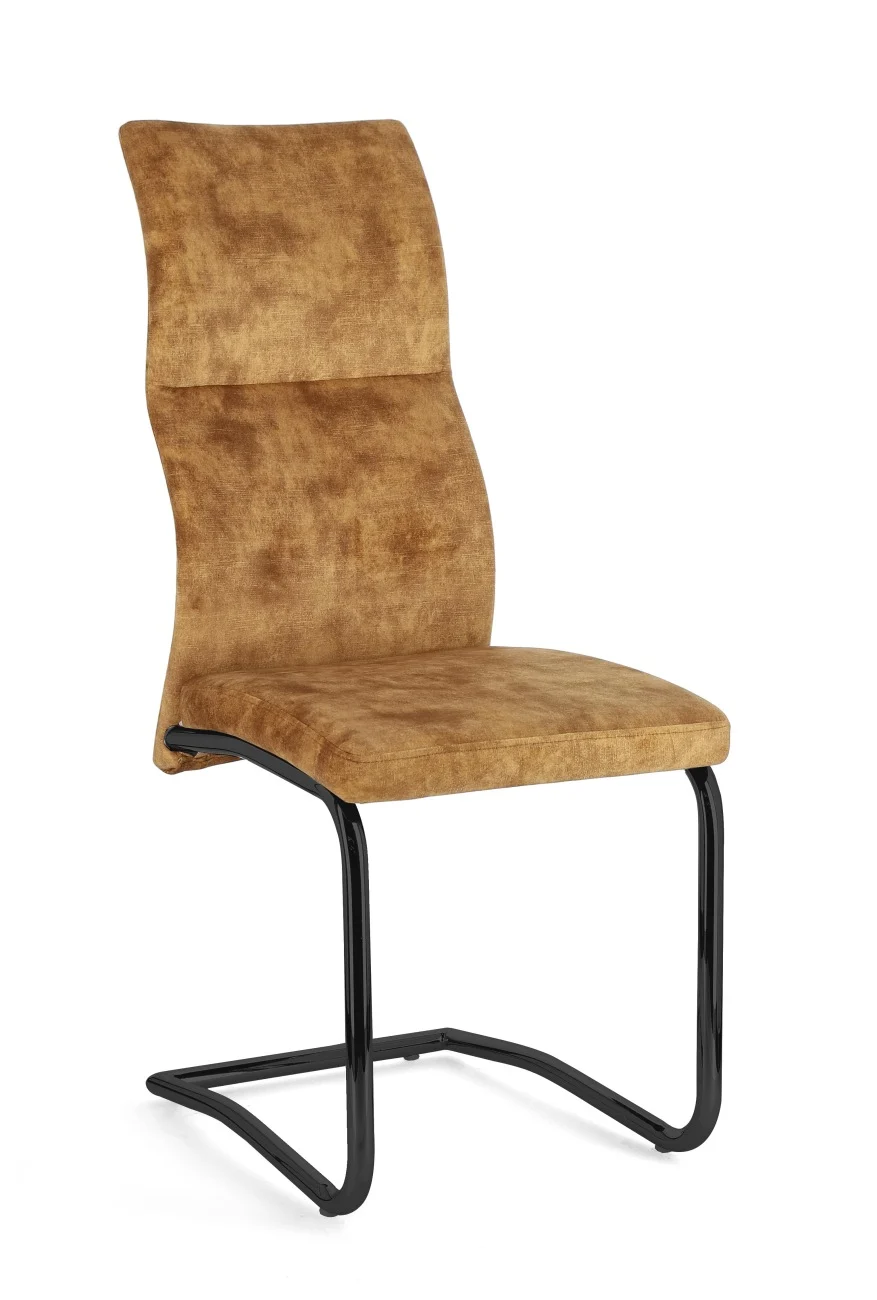 Esszimmerstuhl Thelma 4er-Set aus Samt, modern, Gelb, gepolstert, Freischwinger-Gestell