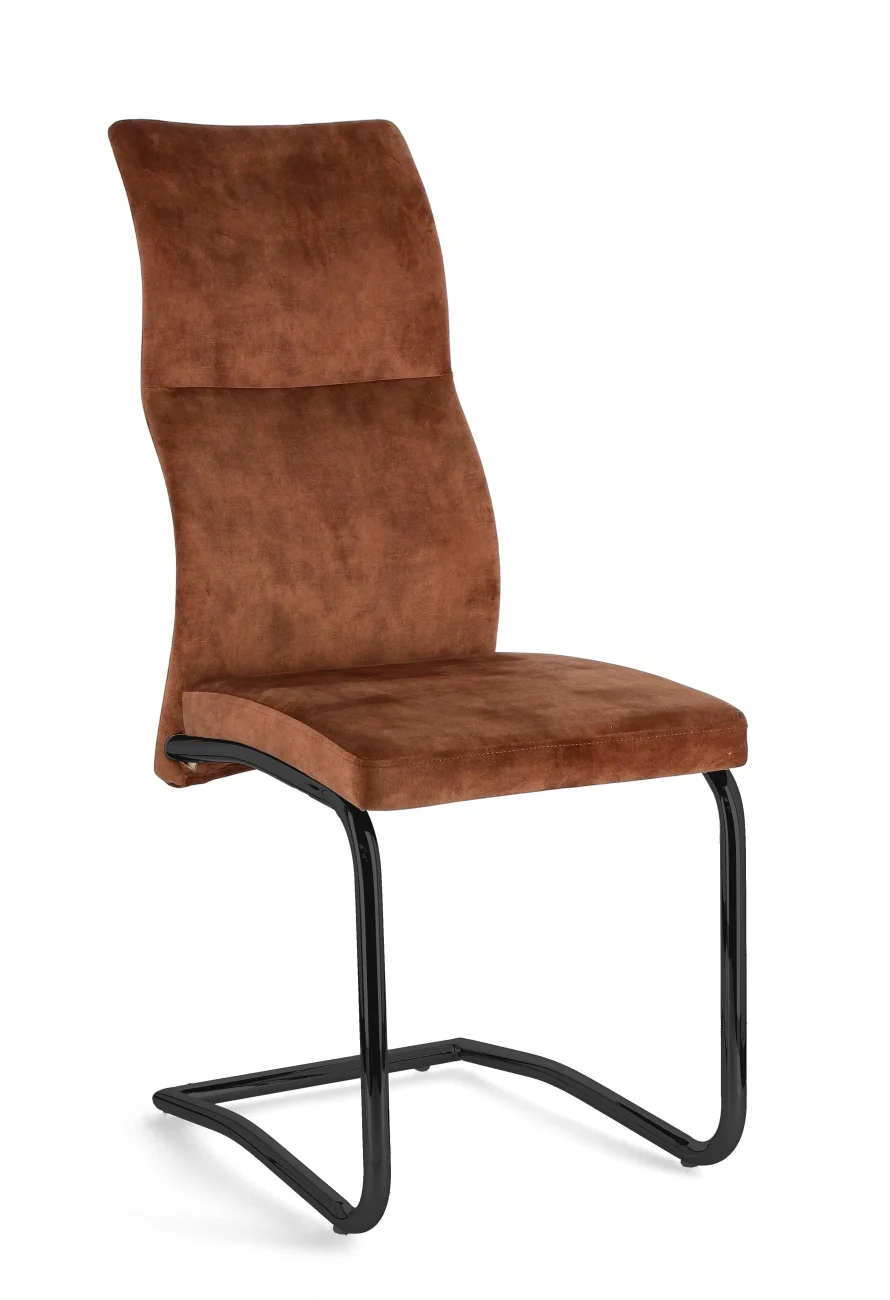 Esszimmerstuhl Thelma 4er-Set aus Samt, modern, Freischwinger, rostbraun, gepolstert, Metallgestell