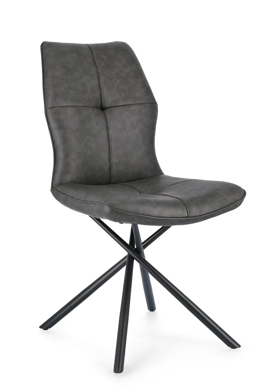 Esszimmerstuhl Kepler aus Kunstleder, modern gepolstert, anthrazit, Metallgestell schwarz - Bizzotto