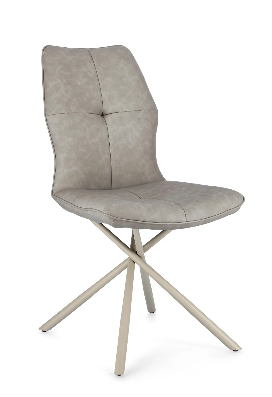 Esszimmerstuhl Kepler aus Kunstleder, modern gepolstert, taupe, Mikado-Gestell, komfortabel