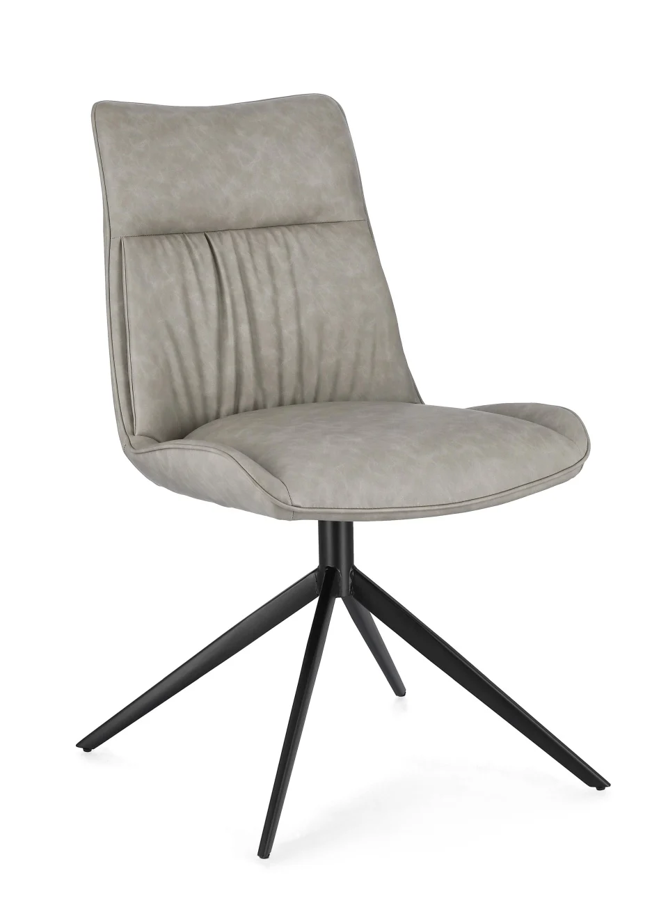 Esszimmerstuhl Jordan aus Kunstleder, modern gepolstert, taupe, Metallgestell schwarz - Bizzotto