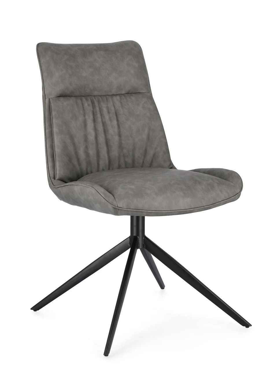Esszimmerstuhl Jordan aus Kunstleder, modern, grau, gepolstert, stabiles Metallgestell - Bizzotto