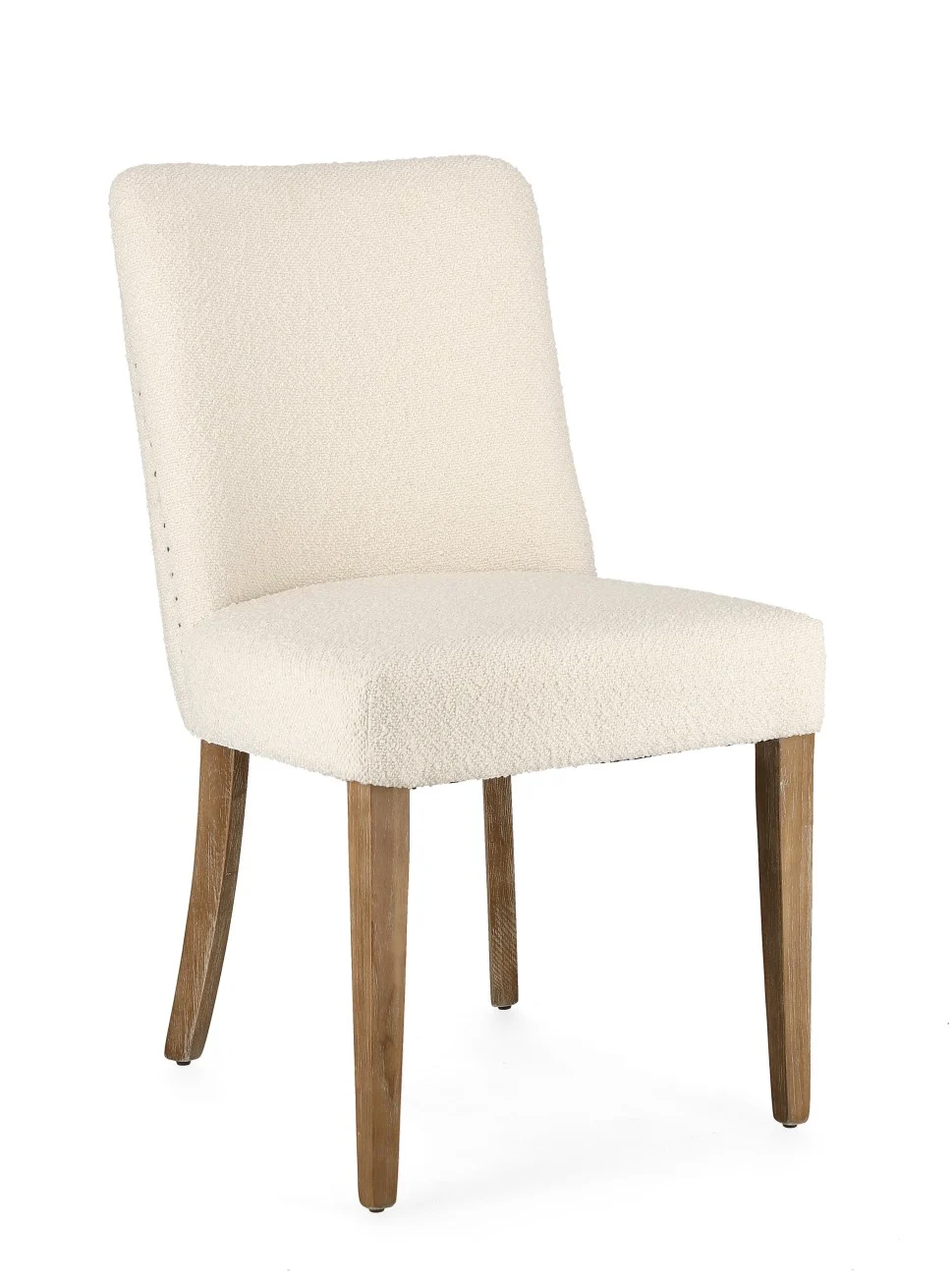 Esszimmerstuhl Beatriz aus Bouclé-Stoff, elegantes Eichenholz-Gestell, modern, creme