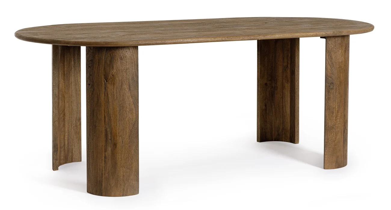 Esstisch Orlando aus Mangoholz, modern ovales Design, braun, für 6–8 Personen, 210x100 cm - Bizzotto