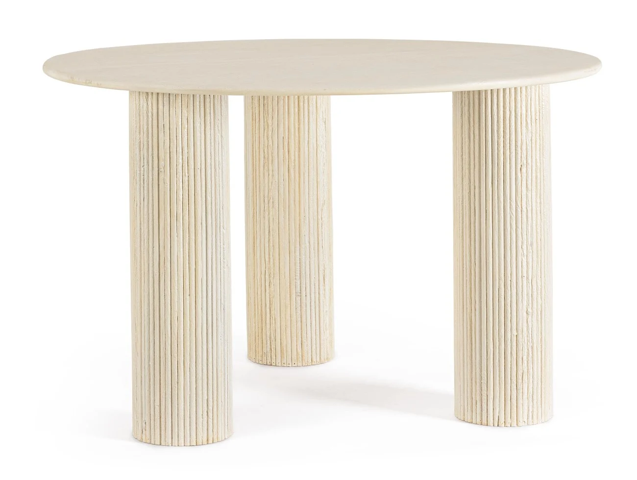 Esstisch Dacca aus Mangoholz, modern rundes Design, creme natur, Ø 120 cm, für 4–6 Personen - Bizzotto