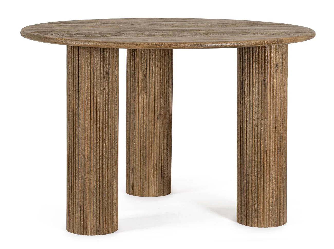 Esstisch Dacca aus Mangoholz, modern rundes Design, braun, Ø 120 cm, für 4–6 Personen - Bizzotto