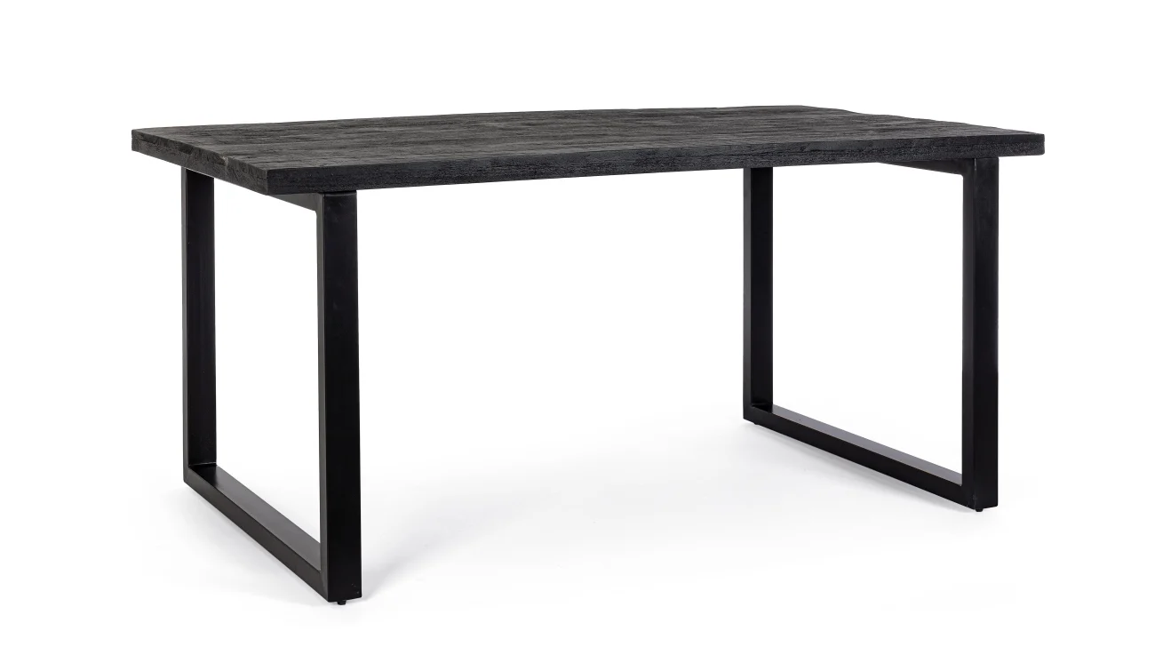 Esstisch Hastings aus Mangoholz, modernes Design mit Metallgestell, schwarz, 160x90 cm - Bizzotto