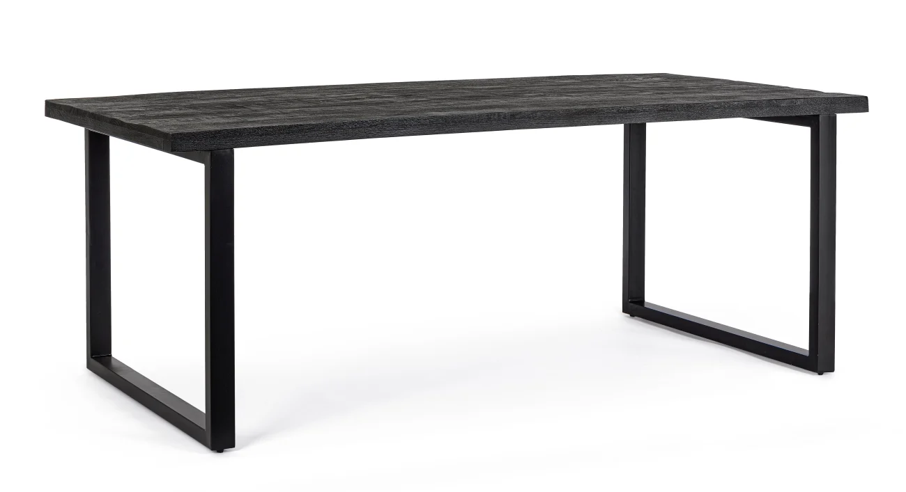 Esstisch Hastings aus Mangoholz, modern, schwarz, 200x100 cm, geeignet für 6–8 Personen - Bizzotto