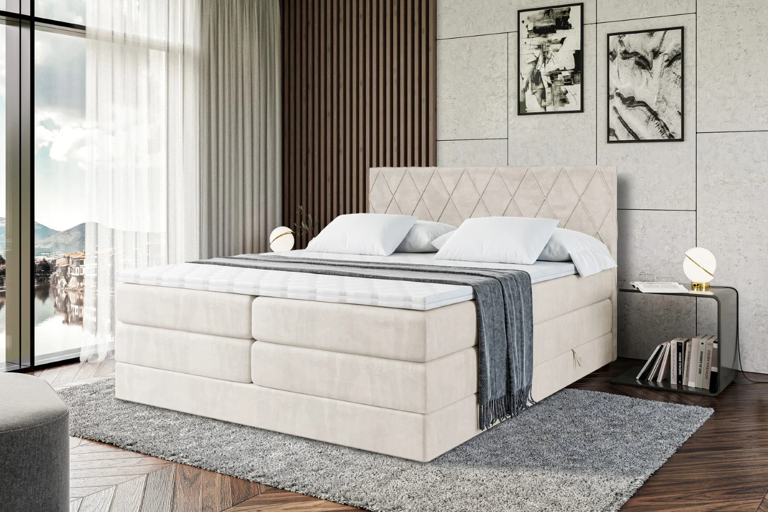 Boxspringbett LEPARO KING Beige - Casablanca 2301 120x200 cm