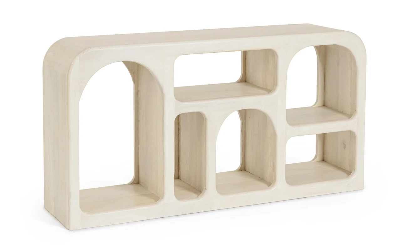Sideboard Cairo aus Mangoholz, skandinavisches Design, natur, 145 cm breit, sechs Fächer - Bizzotto