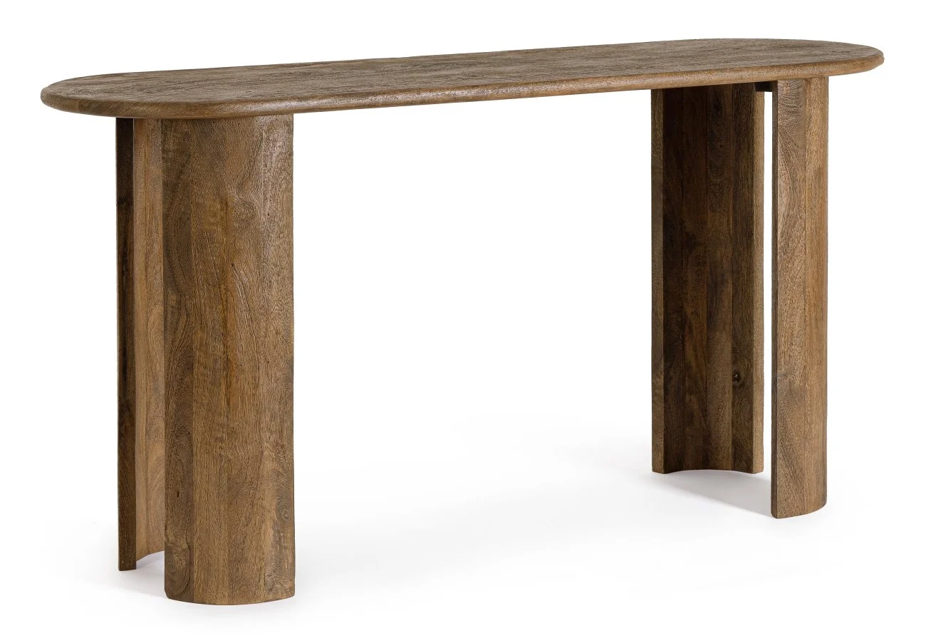 Konsole Orlando aus Mangoholz, modernes Design, Braun, natürliche Maserung, 147x45x76 cm - Bizzotto