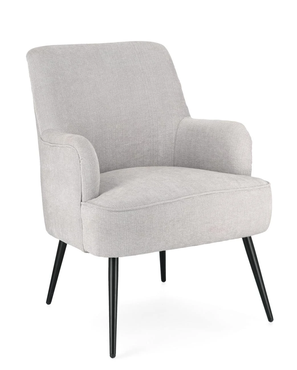 Sessel Ernestine aus Stoff, modernes Design, hellgrau, pulverbeschichtetes Metallgestell - Bizzotto