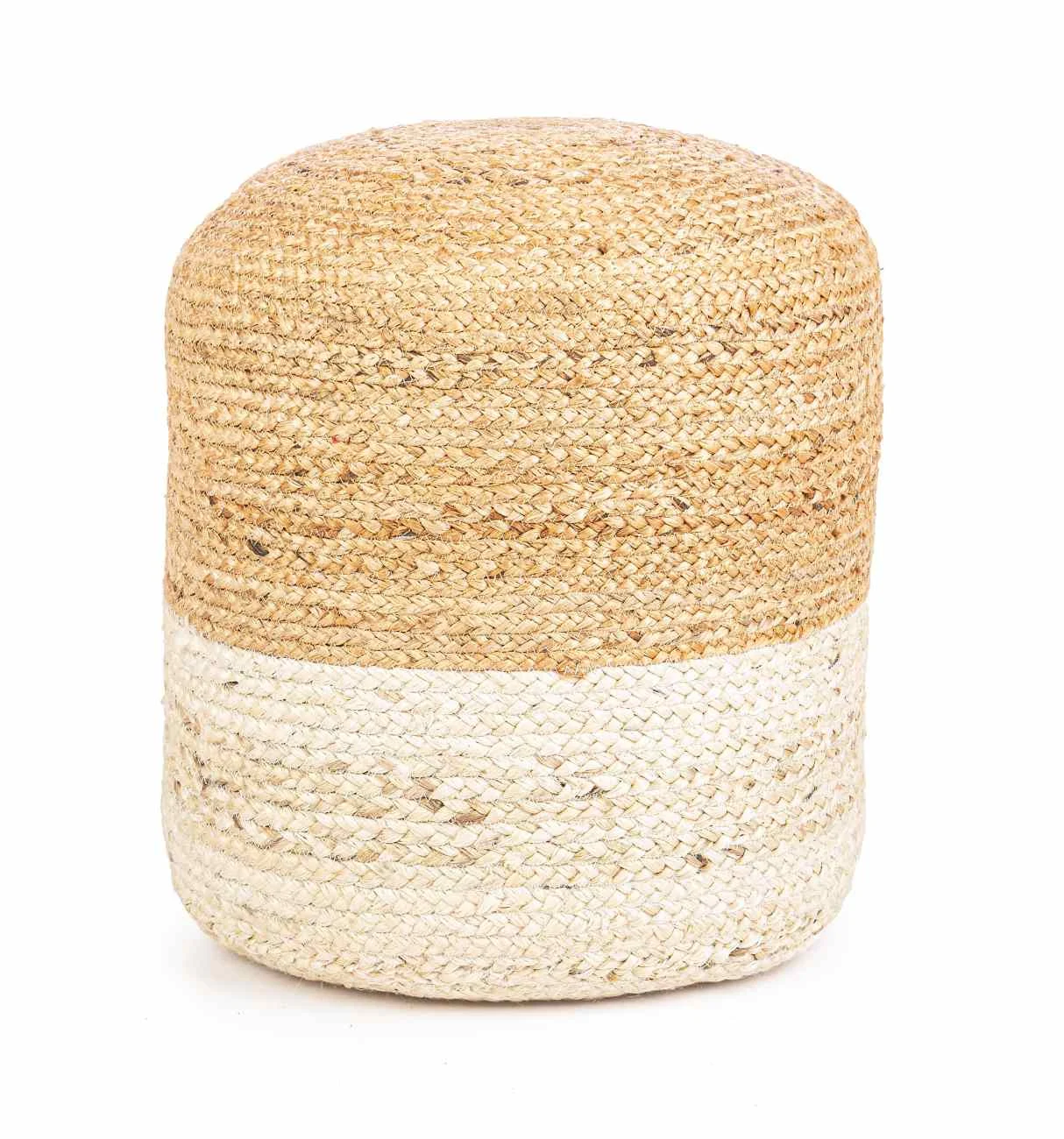Pouf Jalaja aus Jute, rundes Design, skandinavischer Stil, Natur, gepolstert für Indoor - Bizzotto