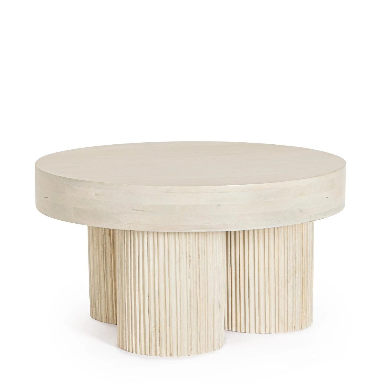 Couchtisch Dacca aus Mangoholz, rundes Design, Creme, moderner Stil, Ø 75 cm - Bizzotto
