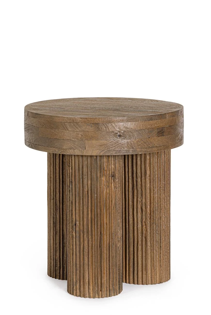 Couchtisch Dacca aus Mangoholz, rundes Design, modern, Braun, Ø 45 cm, stabile 3-Bein-Ausführung