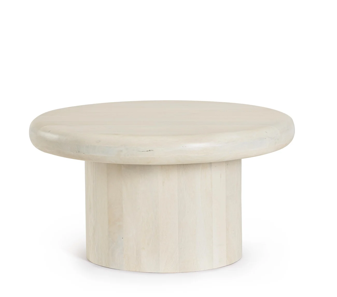 Couchtisch Lopez aus Mangoholz, rundes Design, Creme, Ø 75 cm, modern und pflegeleicht - Bizzotto
