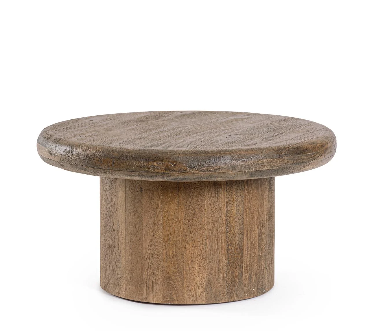 Couchtisch Lopez aus Mangoholz, rundes Design, moderner Stil, Braun, Ø 75 cm - Bizzotto
