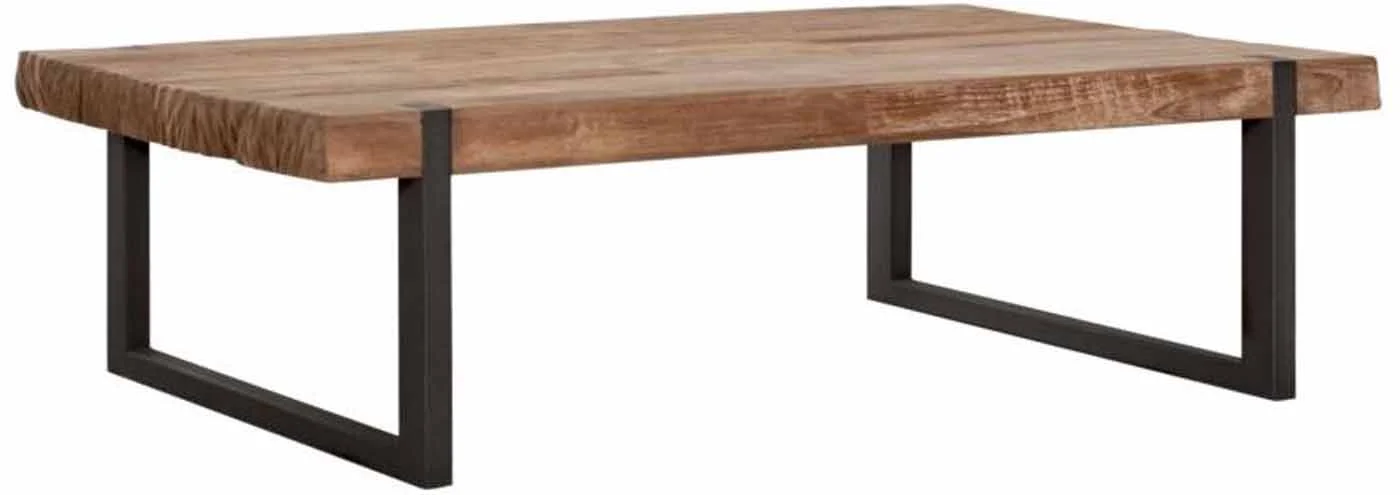 Couchtisch Beam aus Teakholz, Industrial Design, natur, 120 cm, Metallgestell schwarz - Must Living