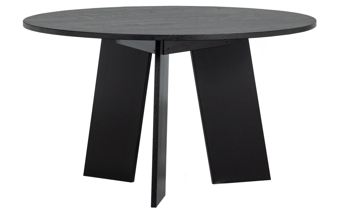 Esstisch Fries aus Eichenholz, rundes Design, modern, schwarz, geeignet für 4–5 Personen - Woood