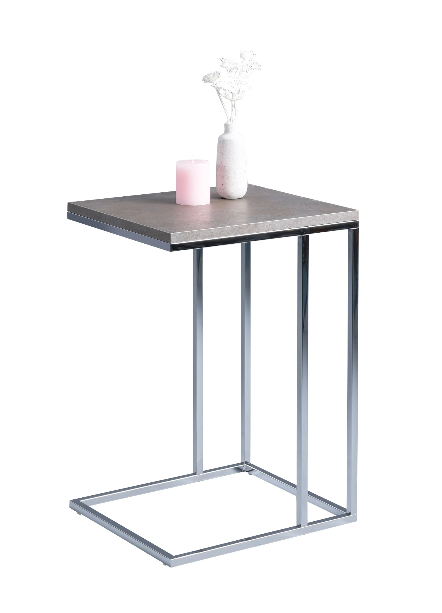 Beistelltisch Tisch RINO 38x43 cm Dekor Keramikoptik Gestell verchromt - Fun Moebel