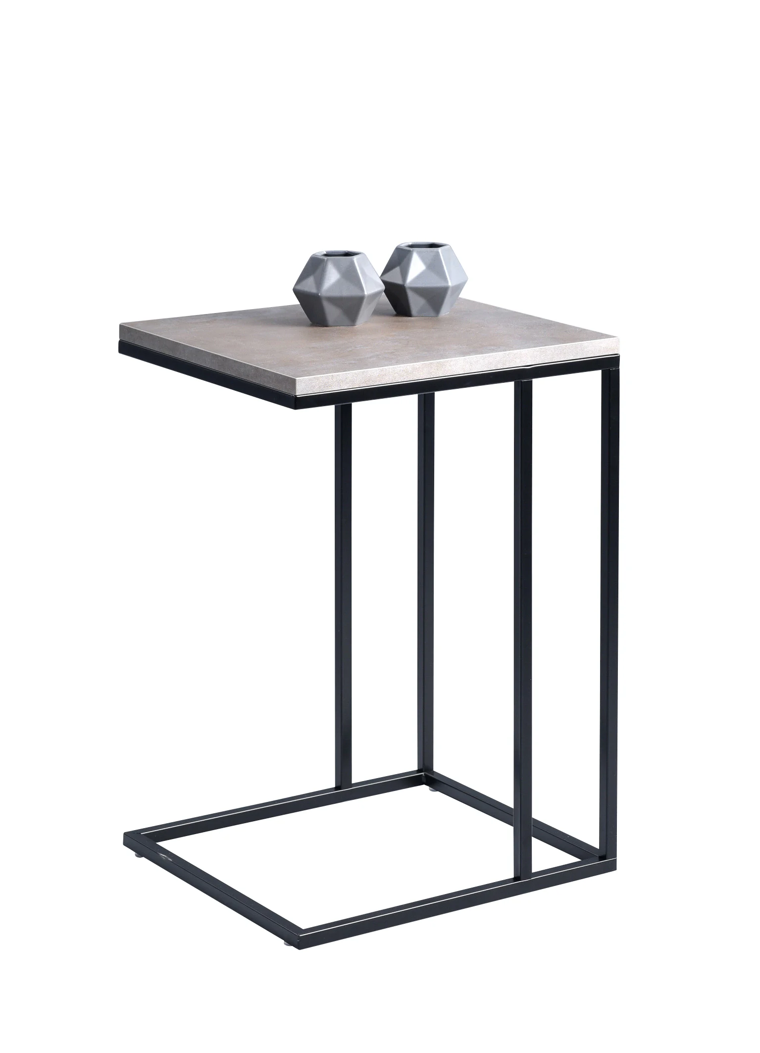Beistelltisch Tisch RINO 38x43 cm Dekor Keramikoptik Gestell schwarz - Fun Moebel