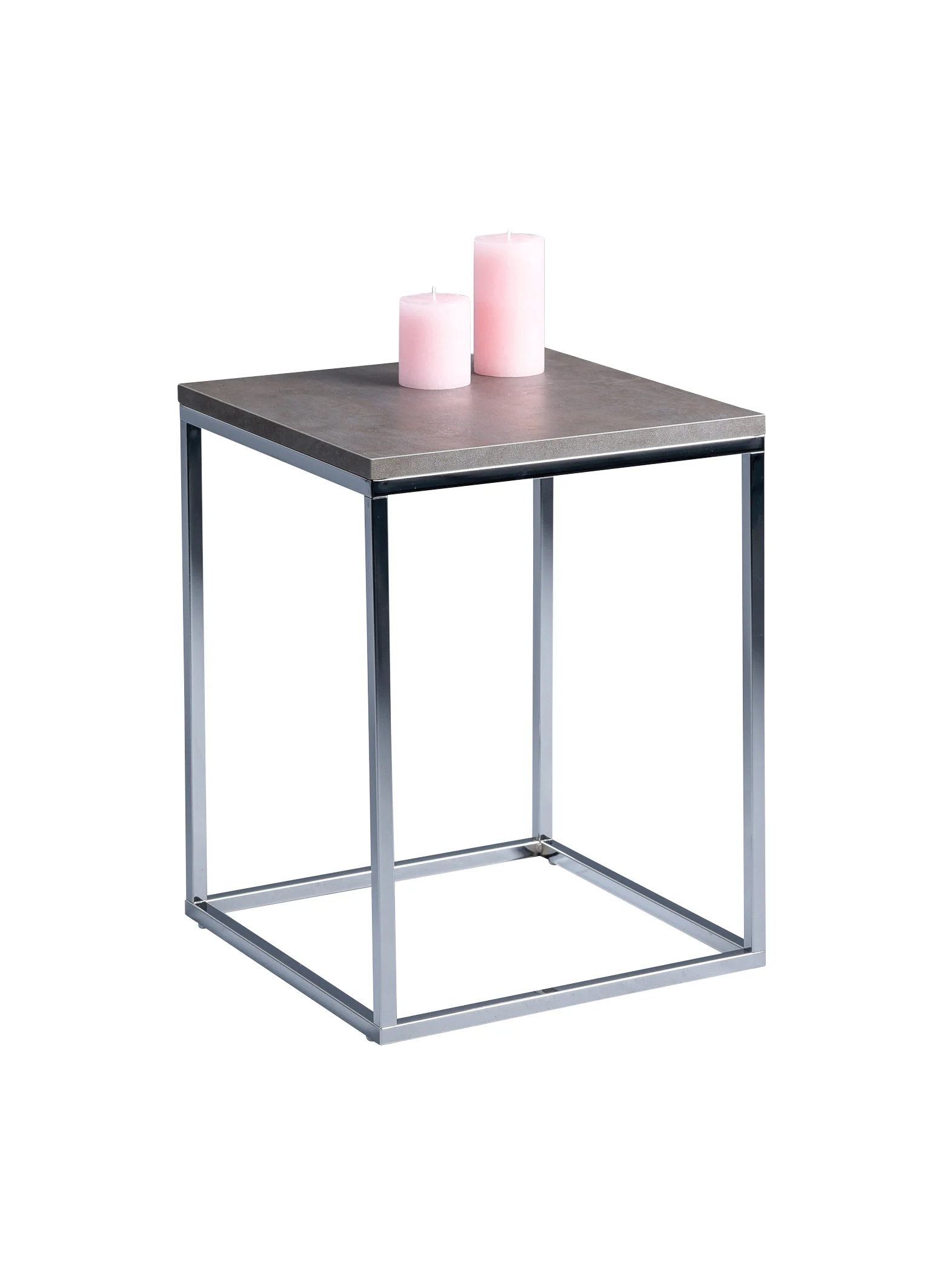 Beistelltisch Tisch SOMA 40x40 cm Dekor Keramikoptik Gestell verchromt - Fun Moebel