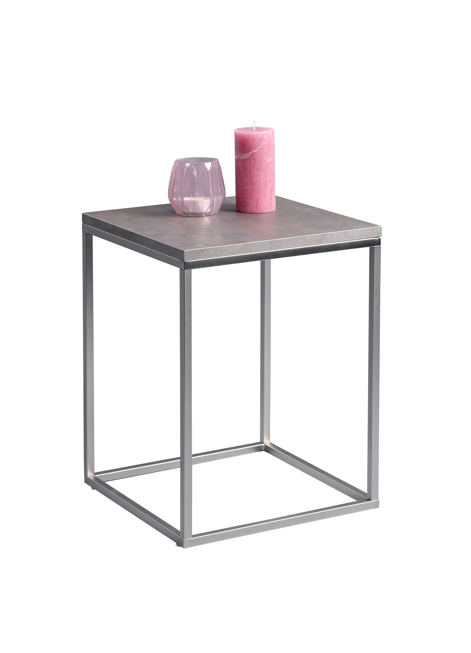 Beistelltisch Tisch SOMA 40x40 cm Dekor Keramikoptik Gestell Edelstahl - Fun Moebel