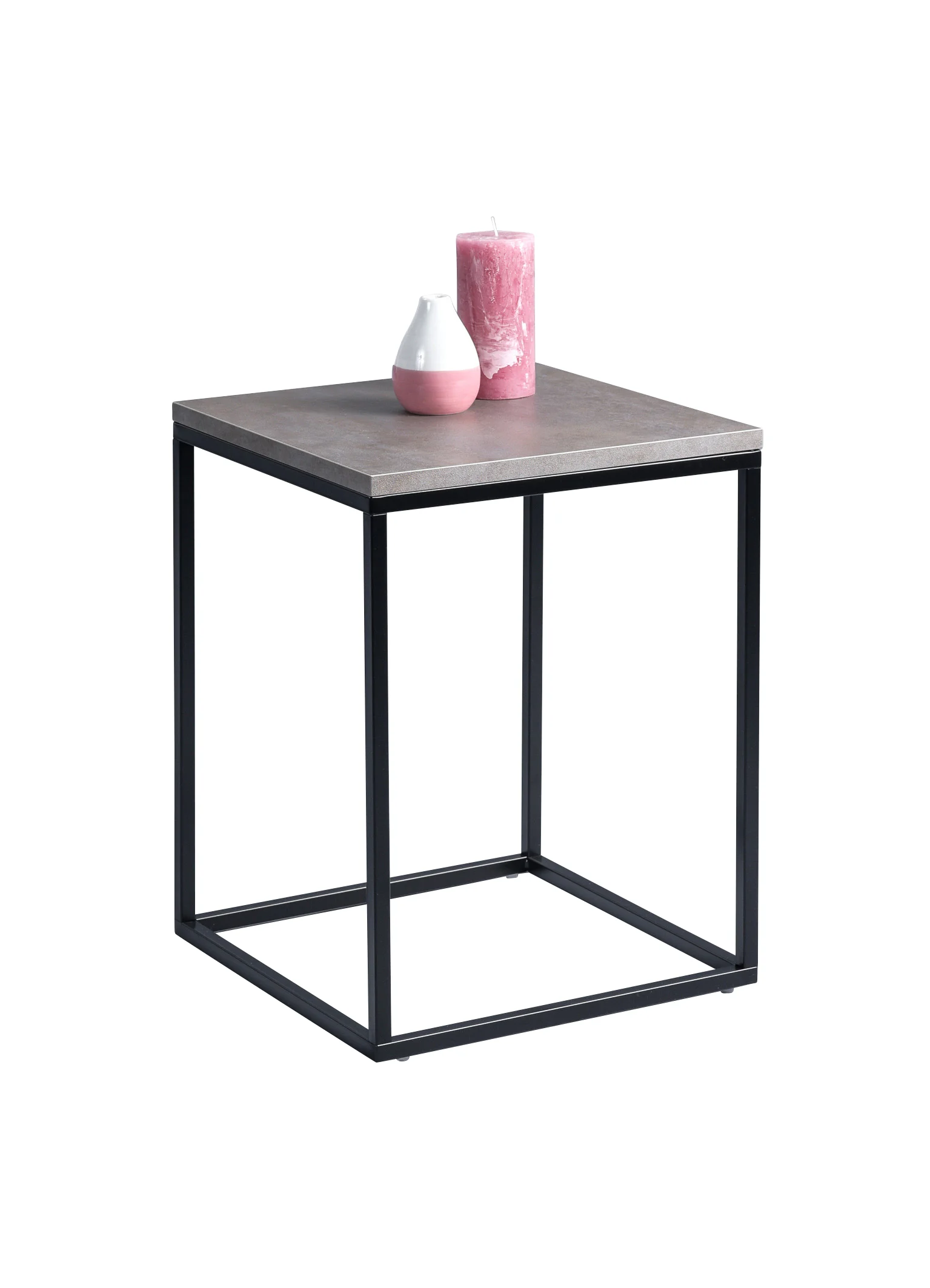 Beistelltisch Tisch SOMA 40x40 cm Dekor Keramikoptik Gestell schwarz - Fun Moebel