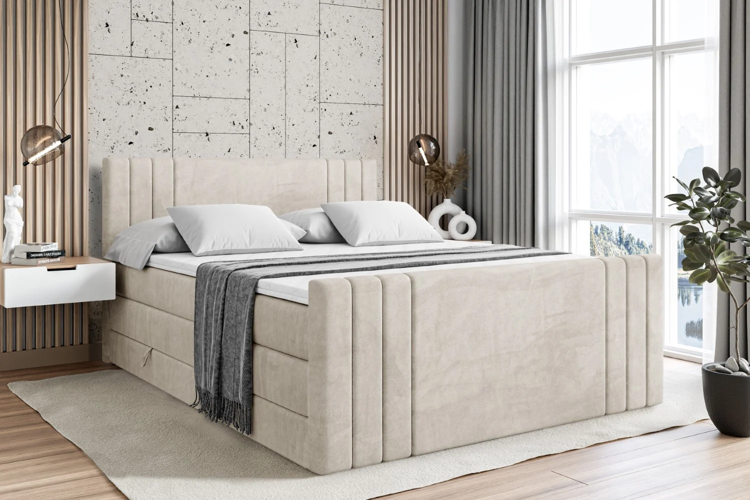 Boxspringbett IDRIKO-Z KING Beige - Casablanca 2301 120x200 cm