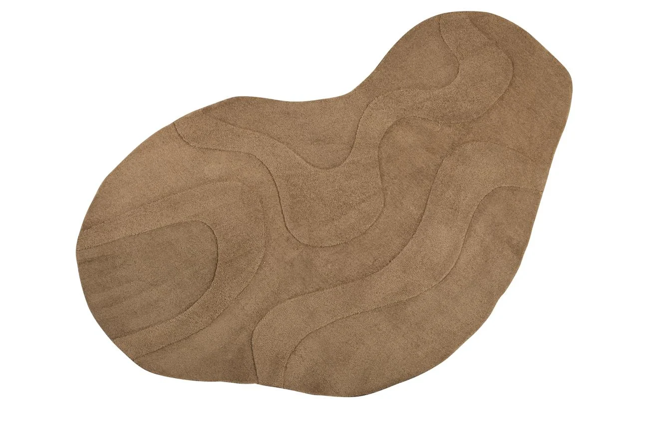 Teppich Alya aus Stoff, modernes Design, Braun, 170x240 cm, organische Form - Woood