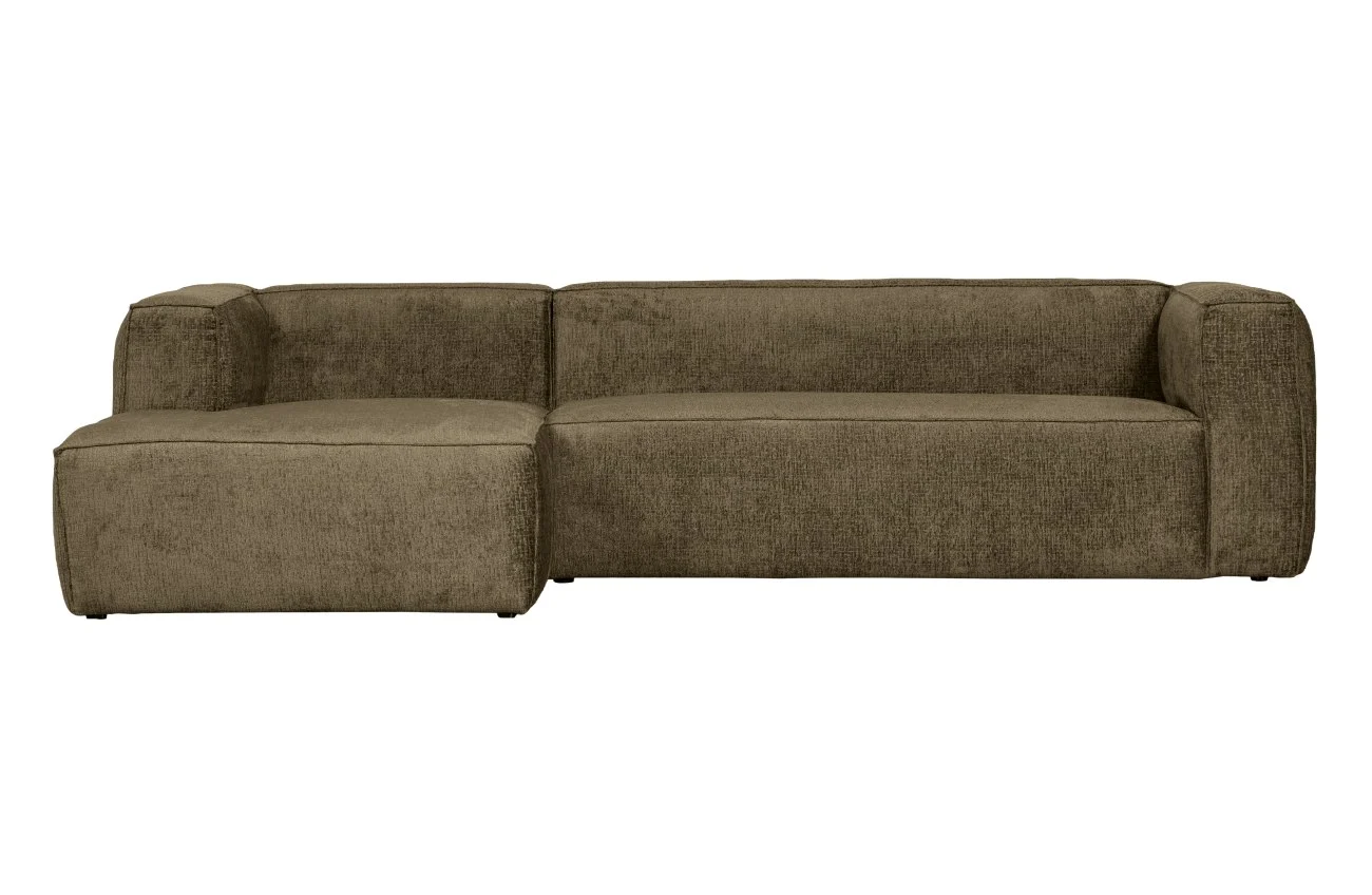 Ecksofa Bean aus Struktursamt, modernes Design, links, dunkelgrün Moss, 3–4 Sitzplätze - Woood