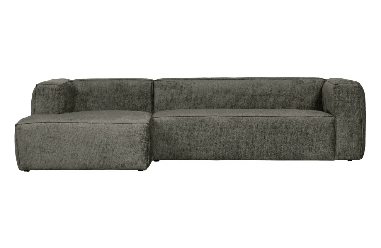 Ecksofa Bean aus Struktursamt, moderner Komfort, links, graugrün Waterplant, für 3-4 Personen