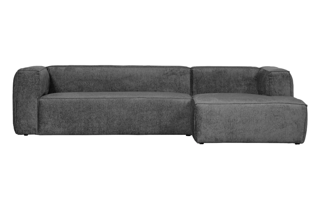 Ecksofa Bean aus Struktursamt, modernes Design, rechts, dunkelgrau Cloud Sky, 3-4 Sitzplätze
