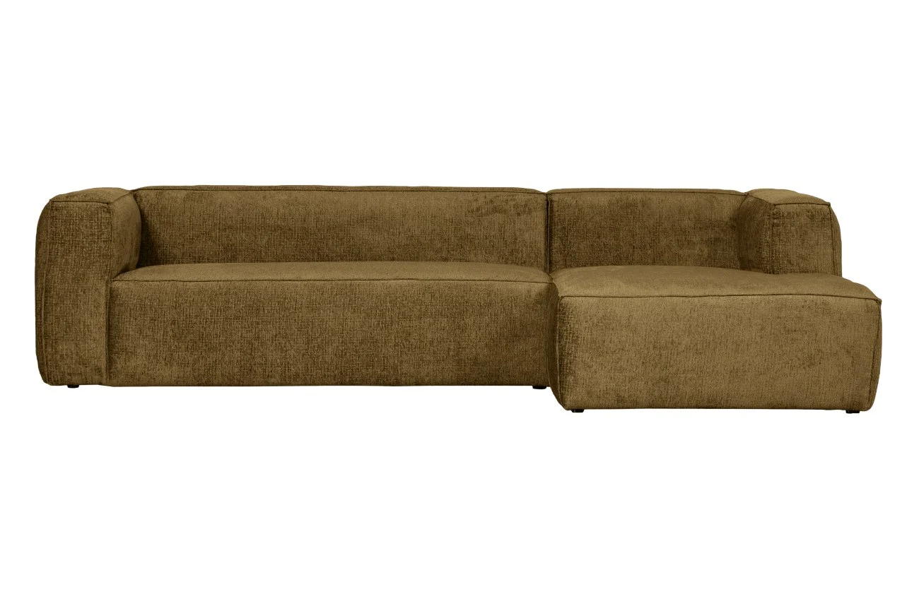 Ecksofa Bean aus Struktursamt, modernes Design, rechts, Braun Spices, komfortabel für 3–4 Personen - Woood