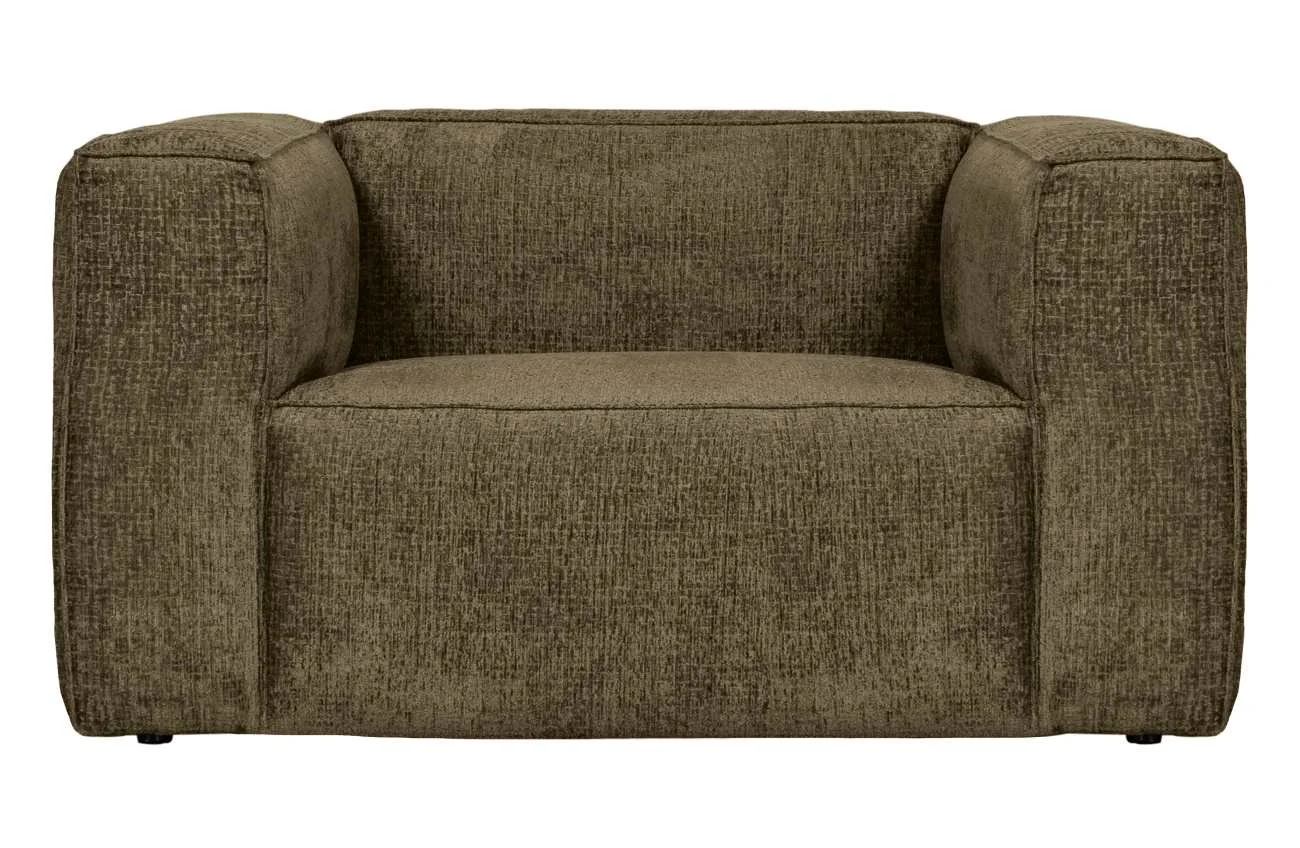 Sessel Bean aus Struktursamt, modern, dunkelgrün Moss, komfortabel gepolstert für Dein Zuhause - Woood