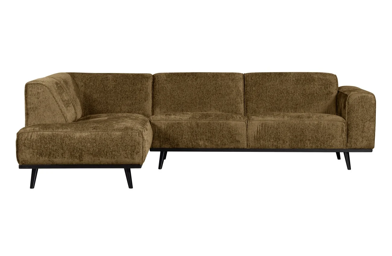 Ecksofa Statement aus Struktursamt, modern und komfortabel, links, brass braun, für 4-5 Personen