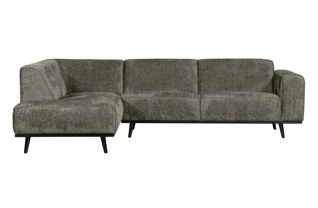 Ecksofa Statement aus Struktursamt, modern und gepolstert, links, Farbe Frost graugrün - Woood