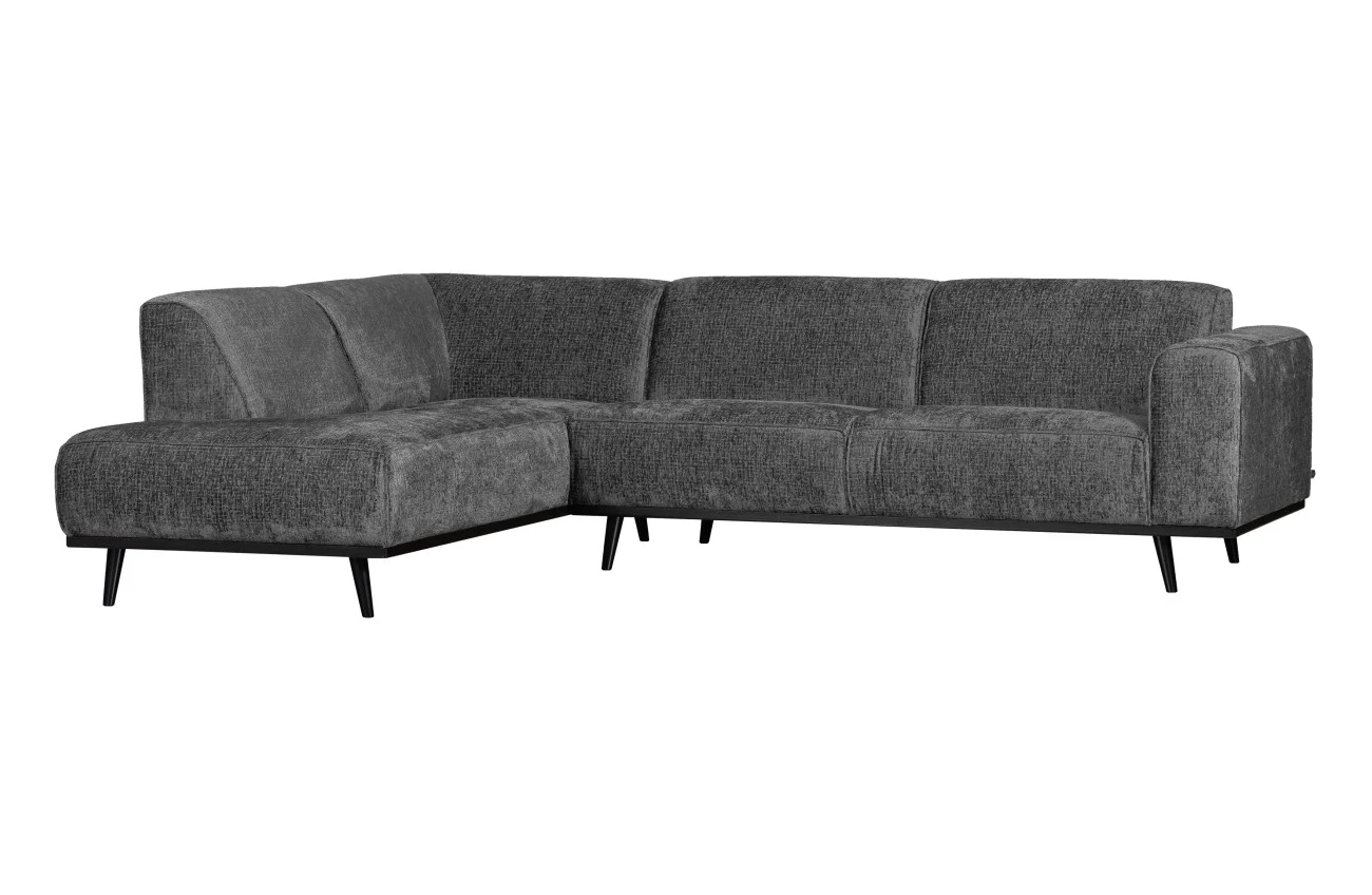 Ecksofa Statement aus Struktursamt, modern und komfortabel, links, dunkelgrau Mountain - Woood