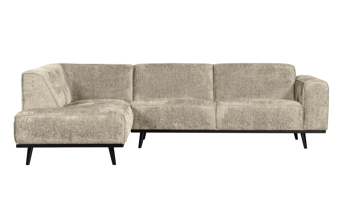 Ecksofa Statement aus Struktursamt, modern und gemütlich, links, Creme Wheatfield - Woood