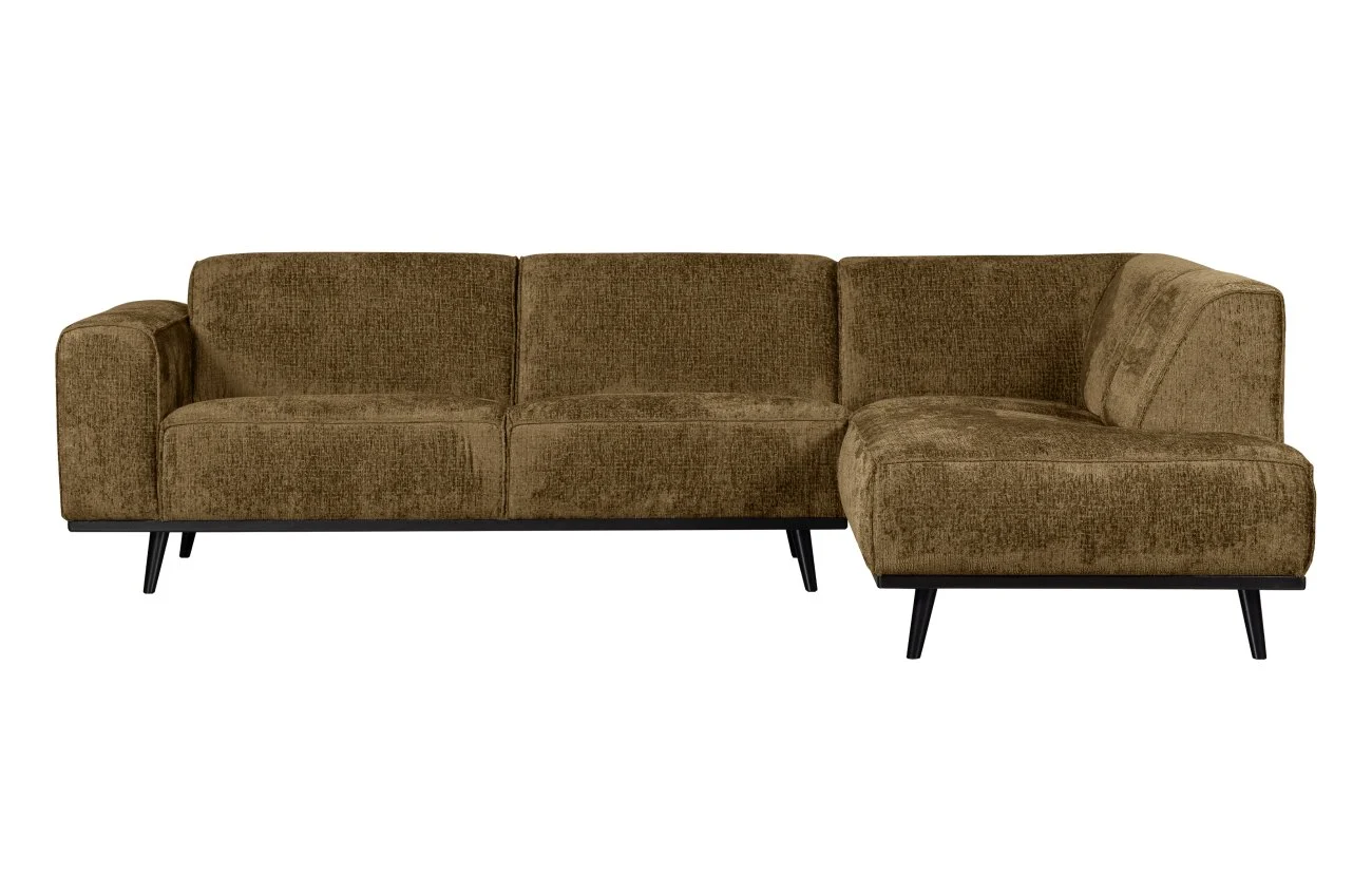 Ecksofa Statement aus Struktursamt, modern und bequem, rechts, Brass Braun, für 4–5 Personen - Woood