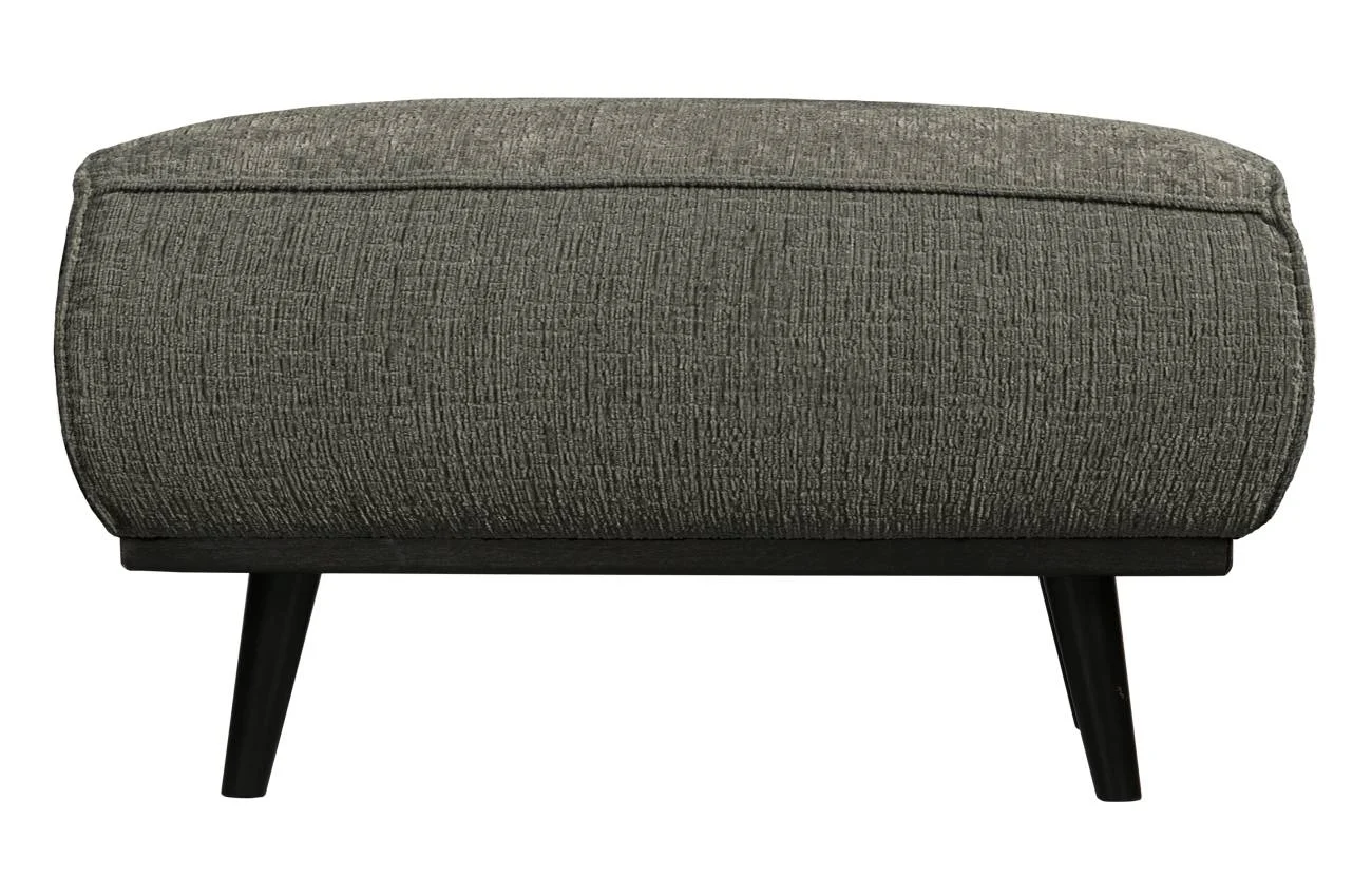 Hocker Statement aus Struktursamt, modern gepolstert, Frost Graugrün, rechteckig, Birkenholzgestell - Woood