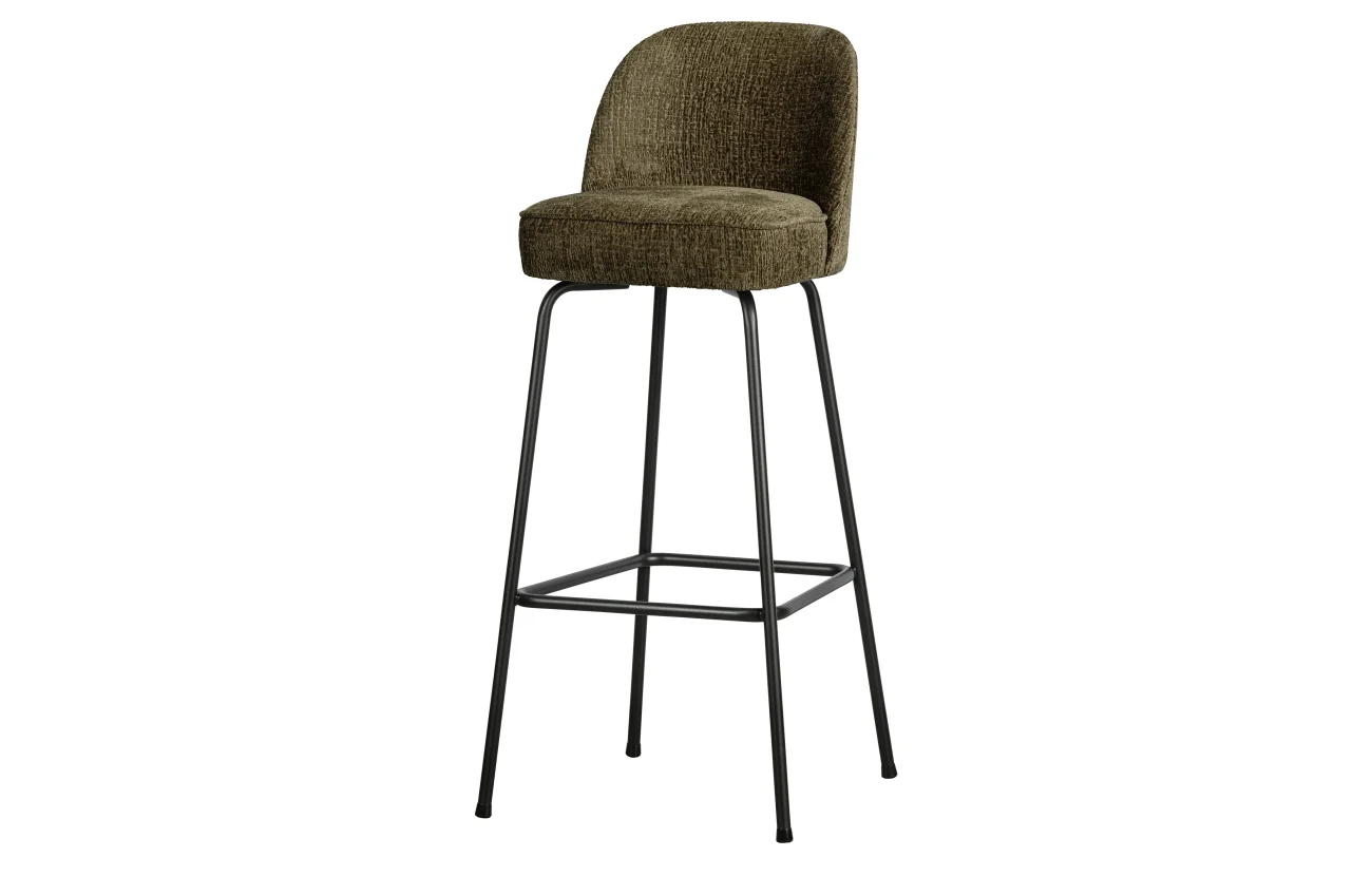 Barhocker Vogue aus Struktursamt, modernes Design, grün Bonsai, Metallgestell, 80 cm hoch - Woood