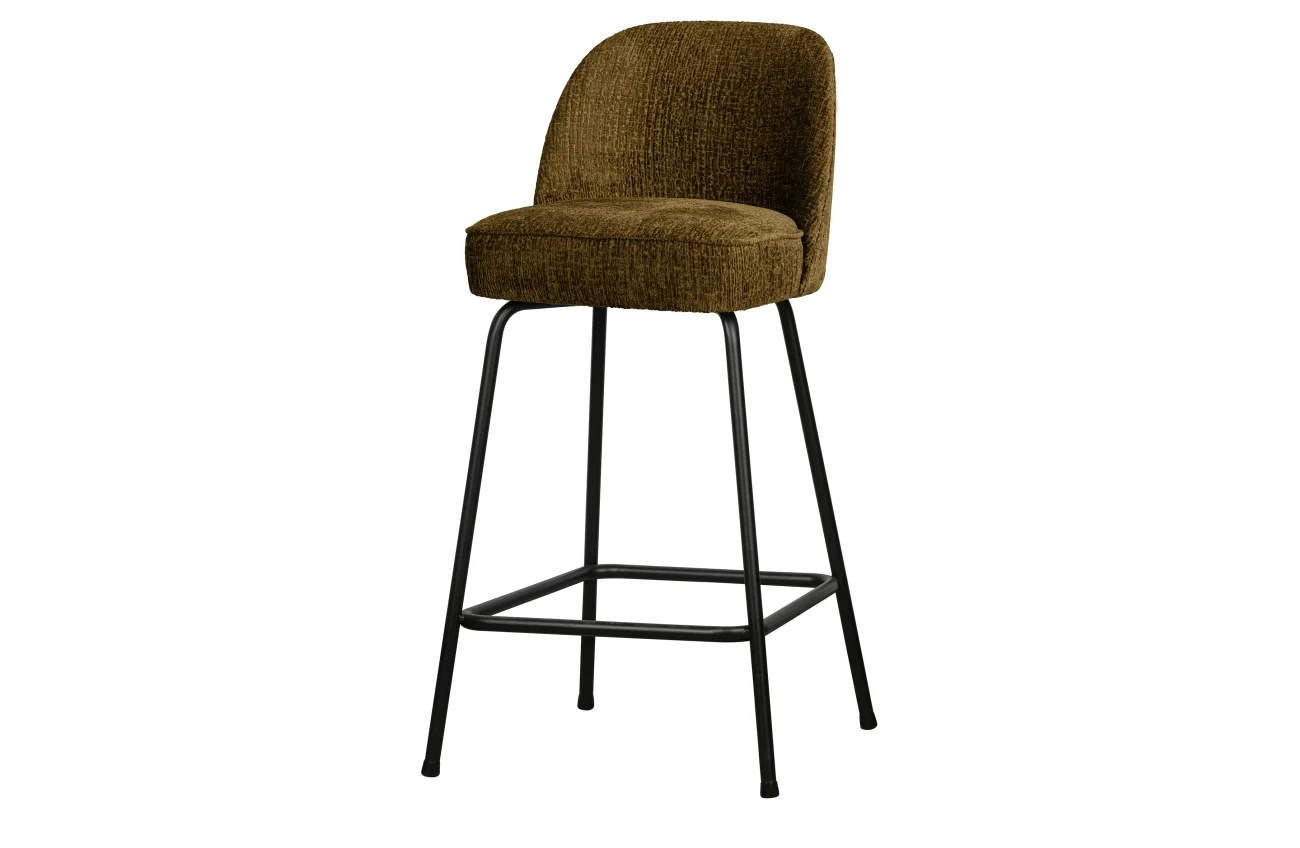 Barhocker Vogue aus Struktursamt, modern gepolstert, 65 cm, Braun Brass, Metallgestell - Woood